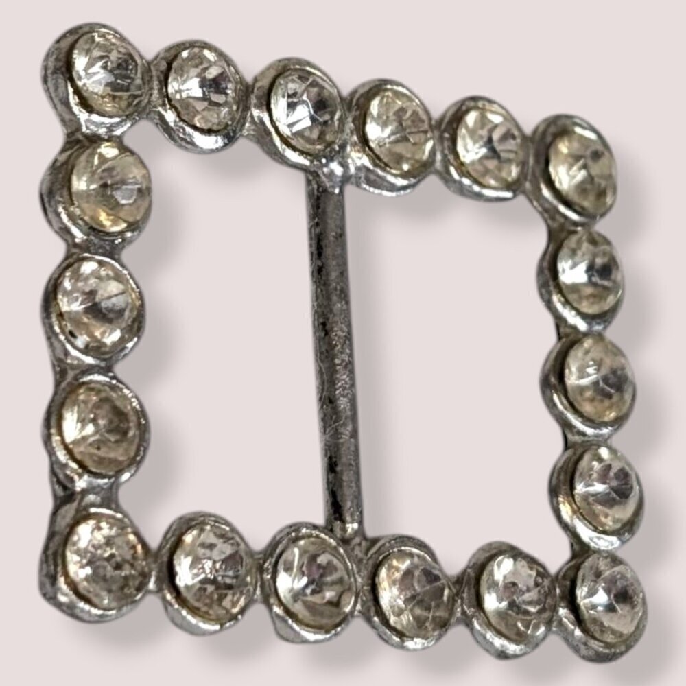 (2/$20) Vintage Rectangular Rhinestone Belt Buckle - Picture 3 of 5